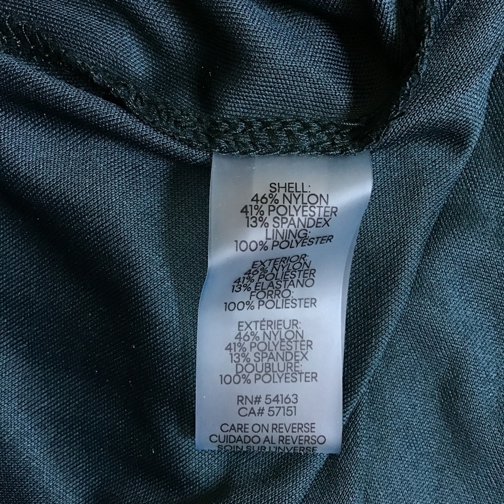 Calvin Klein. 3/4 sleeves. Black & green velvet floral. V-neck. High-low hem. - Picture 7 of 9